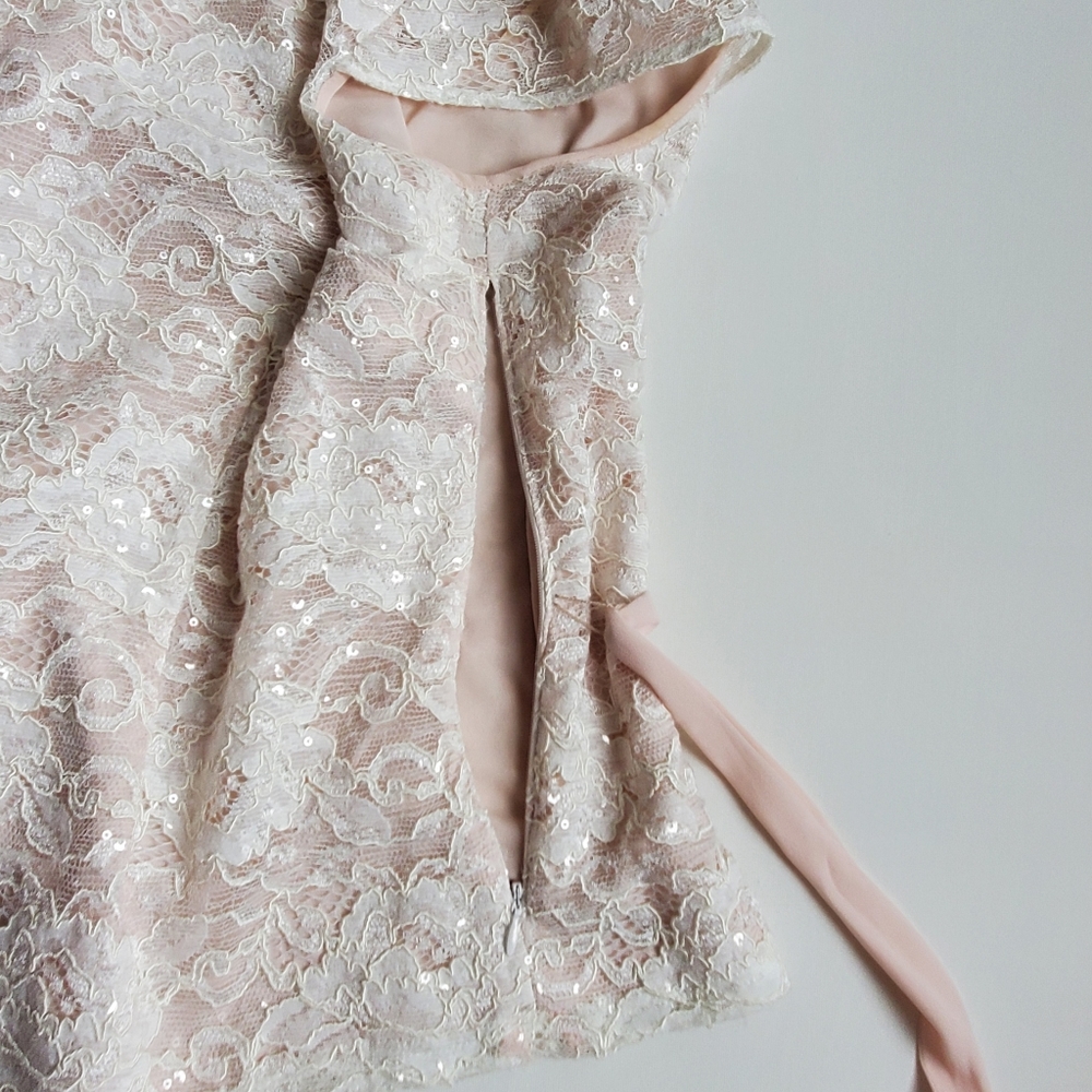 JACQUES VERT SPECIAL OCCASION WHITE LACE BLAUSE WITH BEIGE LINING ( SIZE 12 ) - Picture 10 of 10